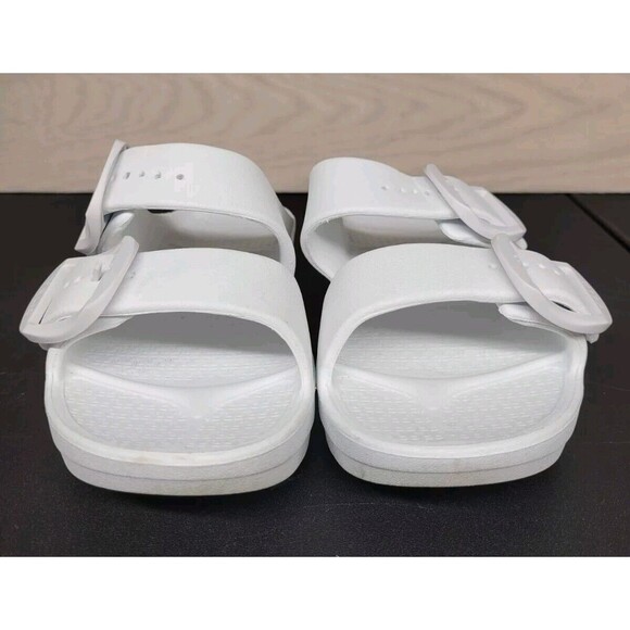 Telic Women's SZ XS Boise Bliss Slide Sandals White Double Buckle Slip On - Picture 2 of 10
